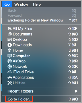 The "Go To Folder" menu entry